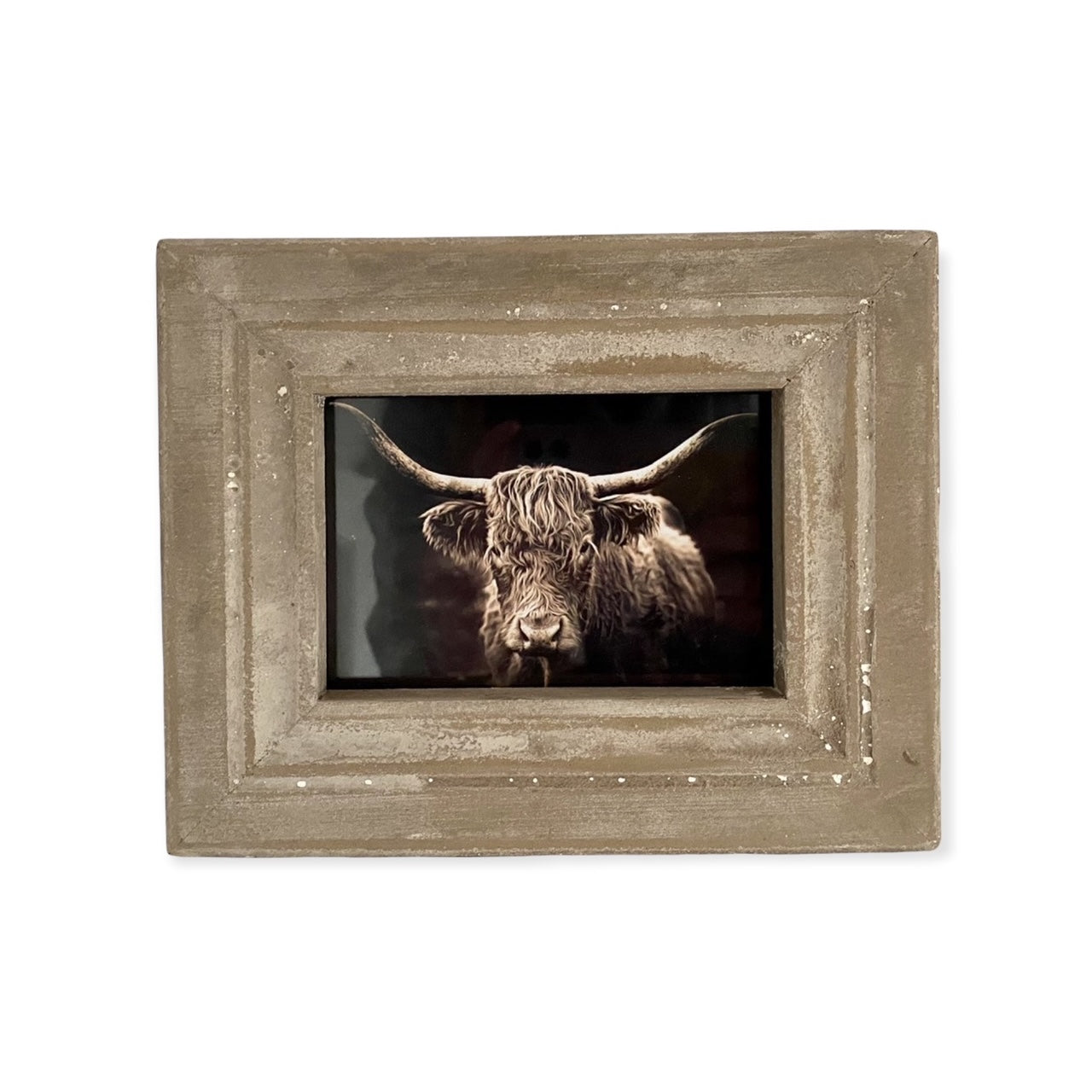 Fotolijst Taupe met Hooglander Achtergrond