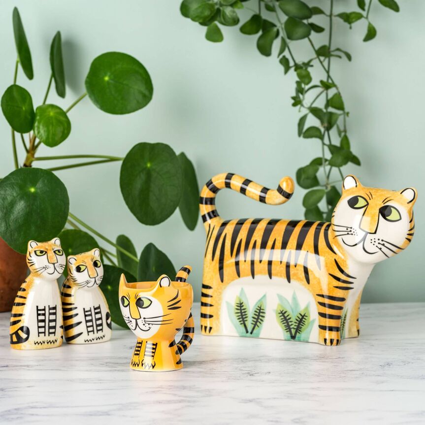 Tijger Peper‑ & Zoutstel – Handgemaakt Keramiek (2 stuks)