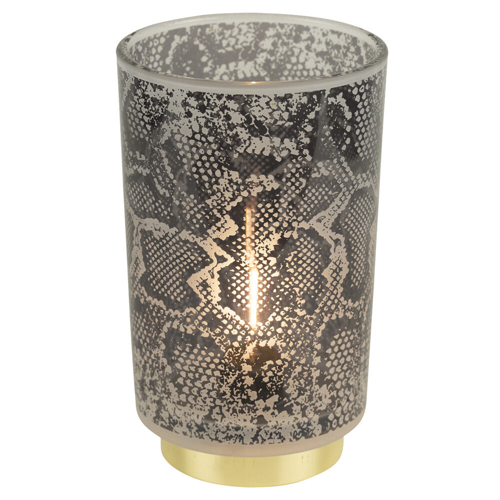 Tischlampe mit Schlangenmuster, Graugold | 2 Größen
