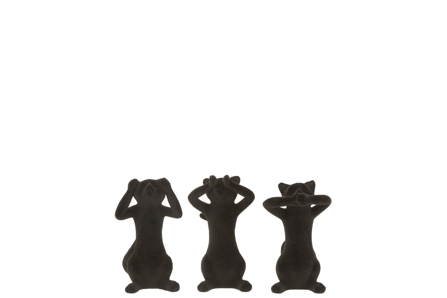 Set Kattenbeeldjes Horen Zien Zwijgen – Fluweel Zwart