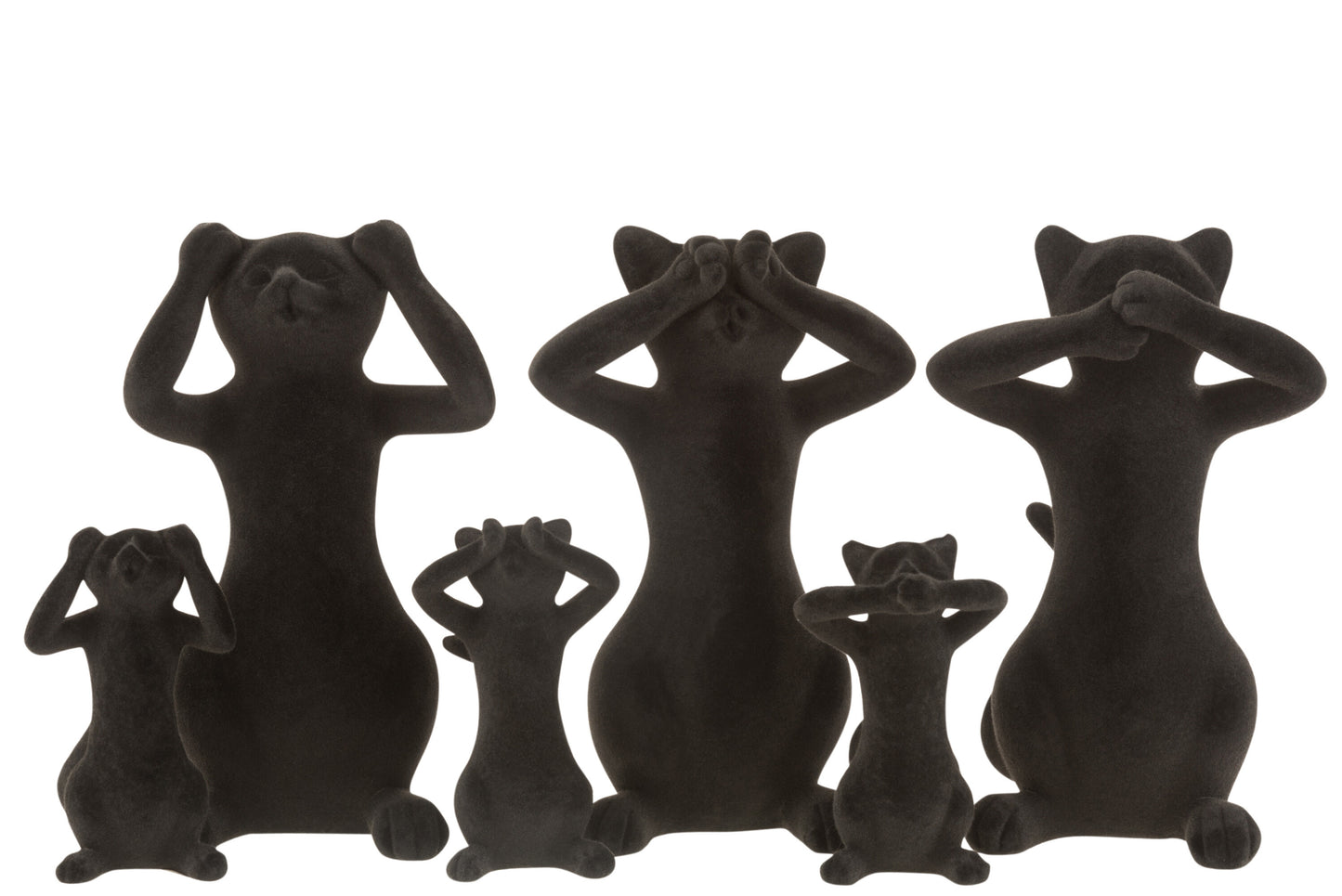 Set Kattenbeeldjes Horen Zien Zwijgen – Fluweel Zwart