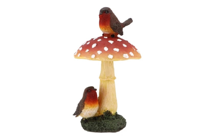 Image Mushroom with Robins – 16 cm