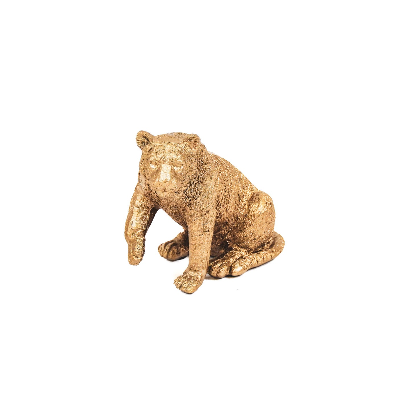 Gouden tijgerbeeldje zittend 10,6 cm – Housevitamin decoratie