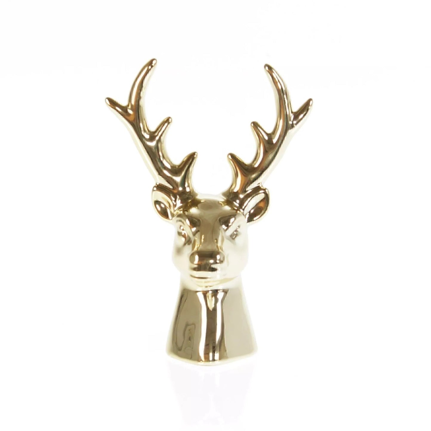 Klein beeldje van een gouden rendierkop – dolomiet dierenbeeld als kerstdecoratie of woonaccessoire