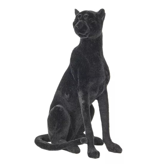 Zwart Panterbeeld Fluweel – Luxe Dierenbeeld 21 cm