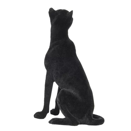 Zwart Panterbeeld Fluweel – Luxe Dierenbeeld 21 cm