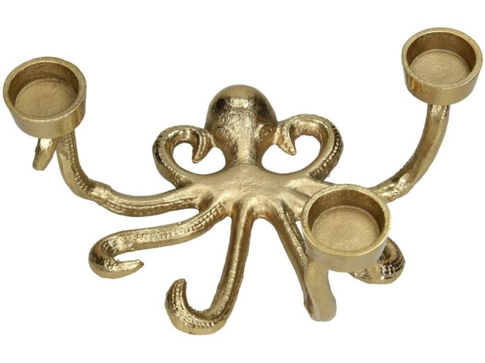 Goldener Oktopus-Teelichthalter – 3 Mini-Teelichter