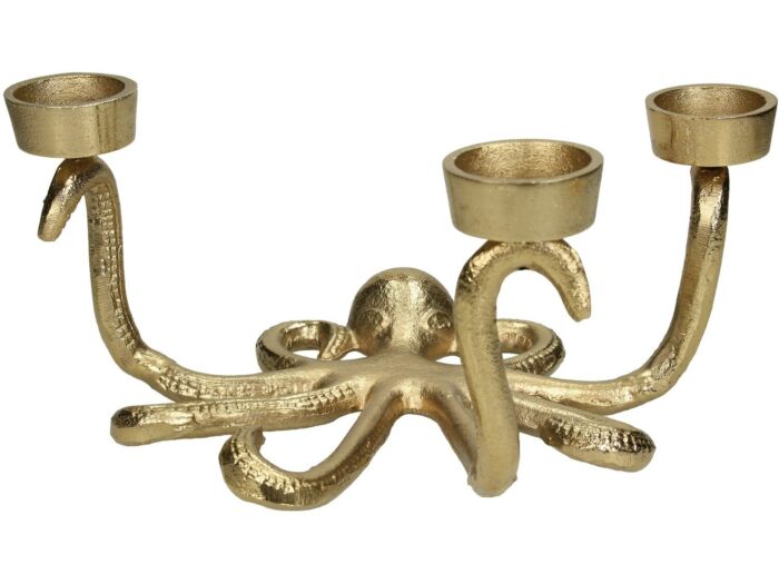 Goldener Oktopus-Teelichthalter – 3 Mini-Teelichter