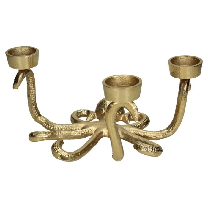Goldener Oktopus-Teelichthalter – 3 Mini-Teelichter
