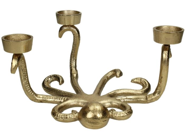 Goldener Oktopus-Teelichthalter – 3 Mini-Teelichter