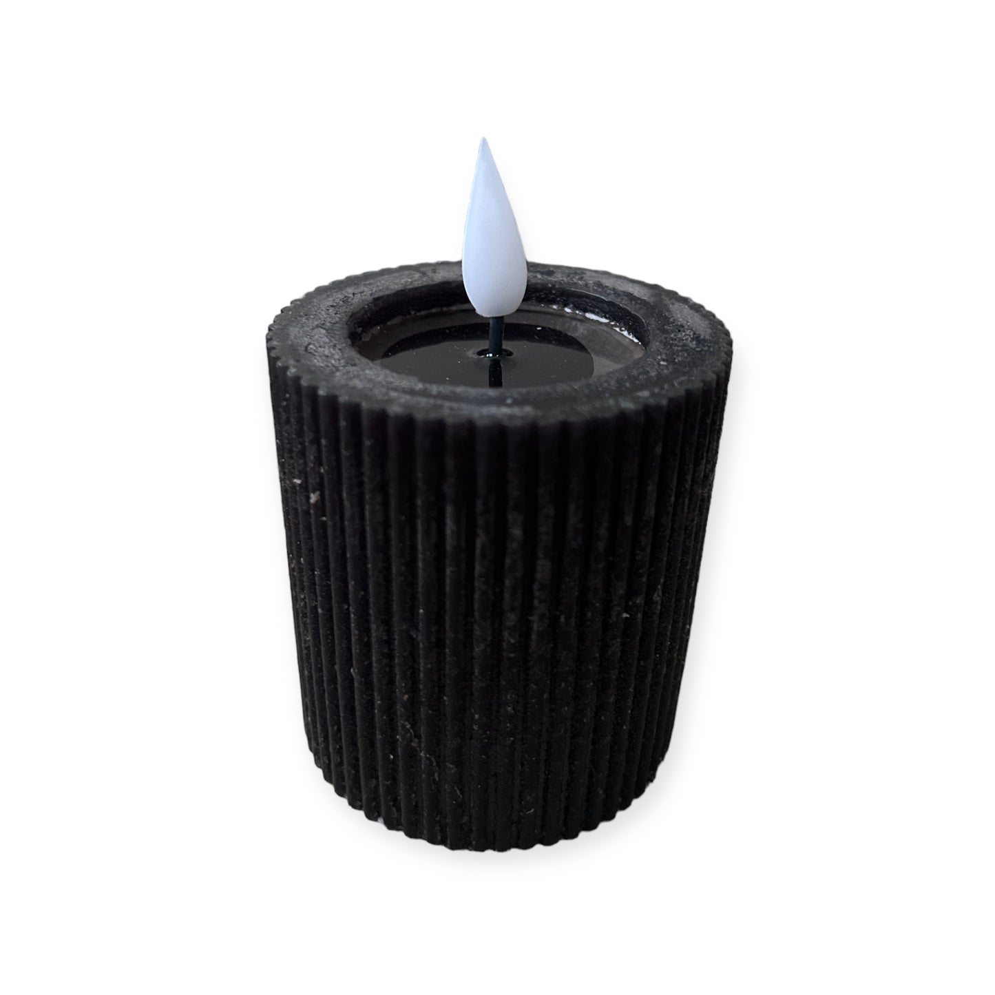 LED Pillar Candle Ribbed Black – Ø7 cm – 2 sizes