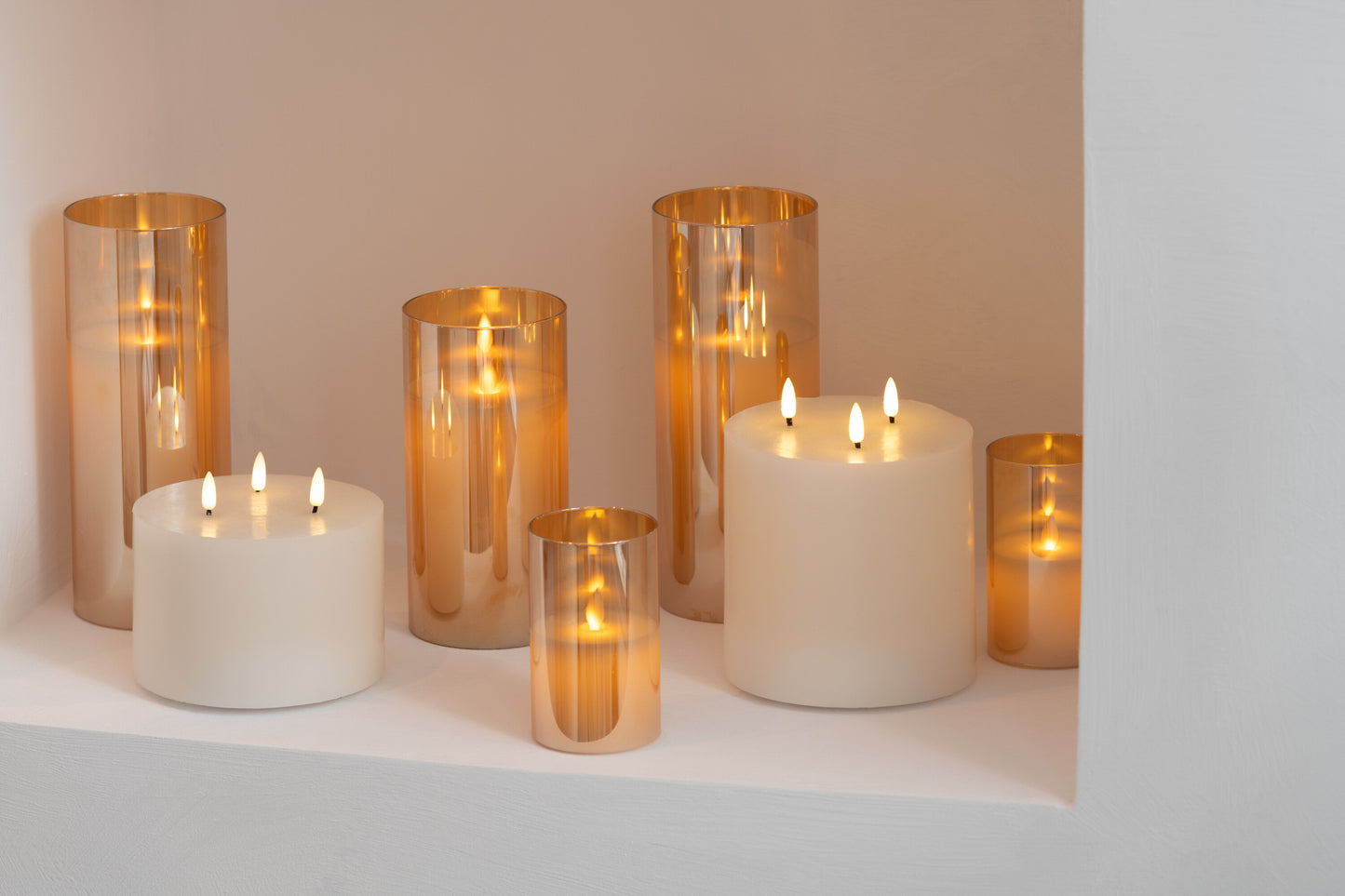 Stimmungsvolle LED Kerzen Gold – Luxus Kerzenlicht (Set oder einzeln)