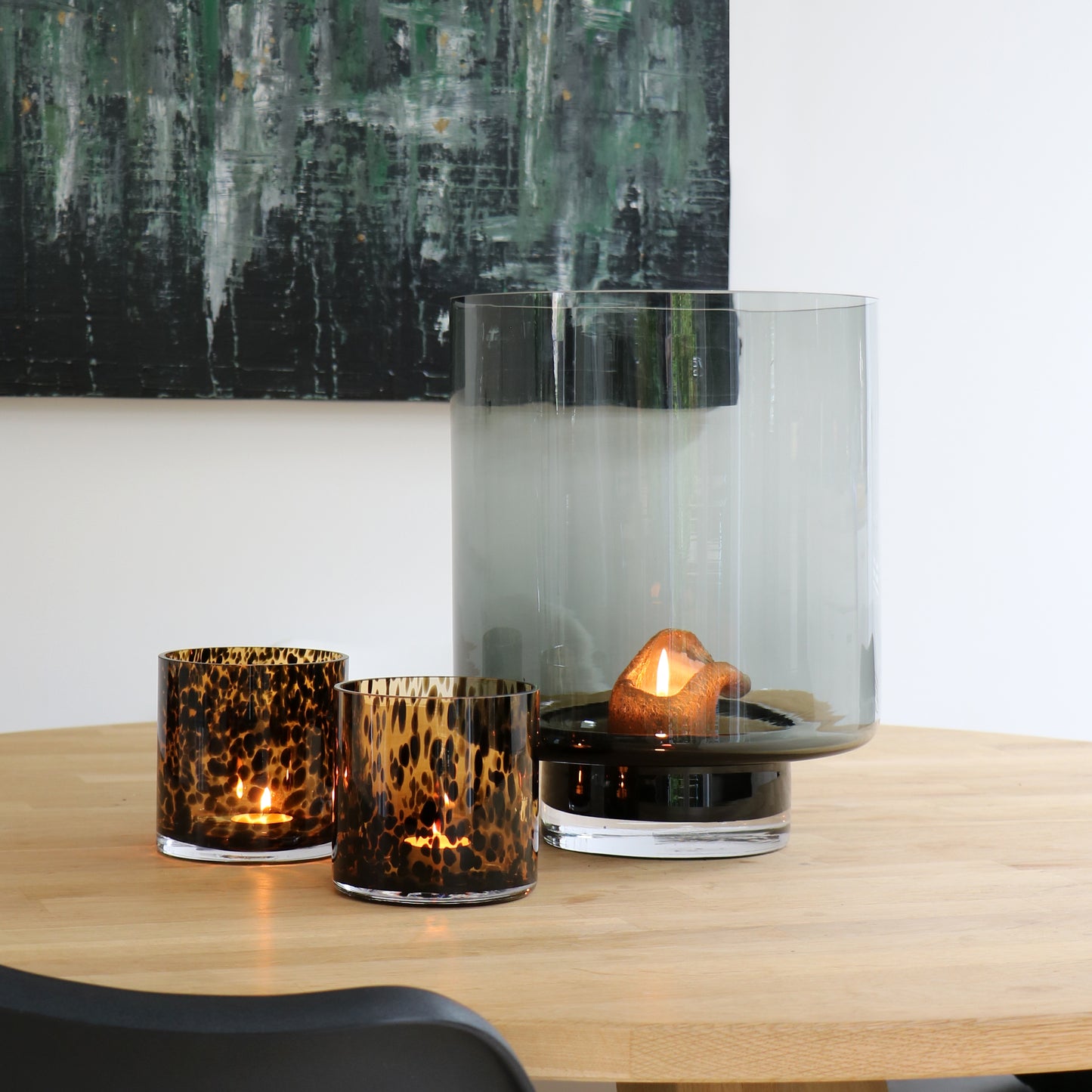 Handgemaakte theelichthouder cheetahprint – luxe safari woondecoratie