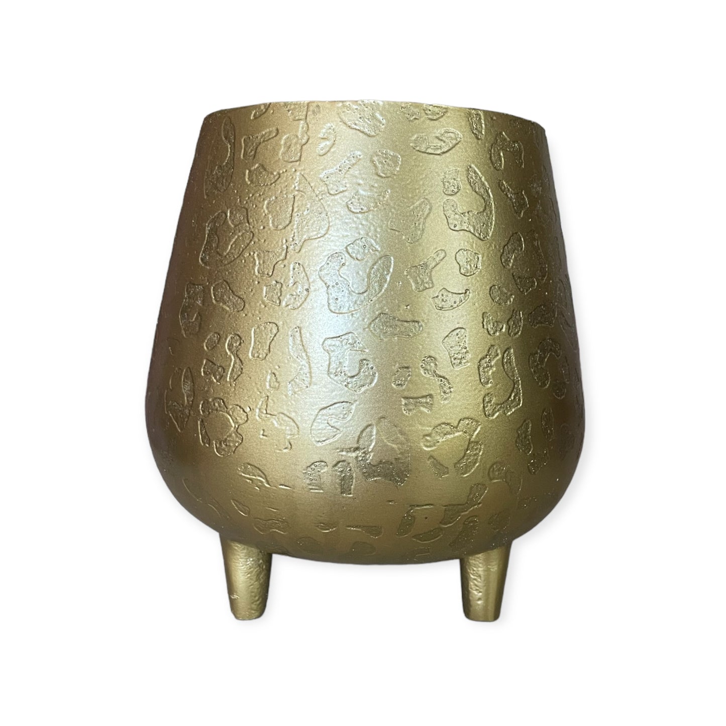 Gouden pot met luipaardprint van aluminium – chique en decoratief woonaccessoire