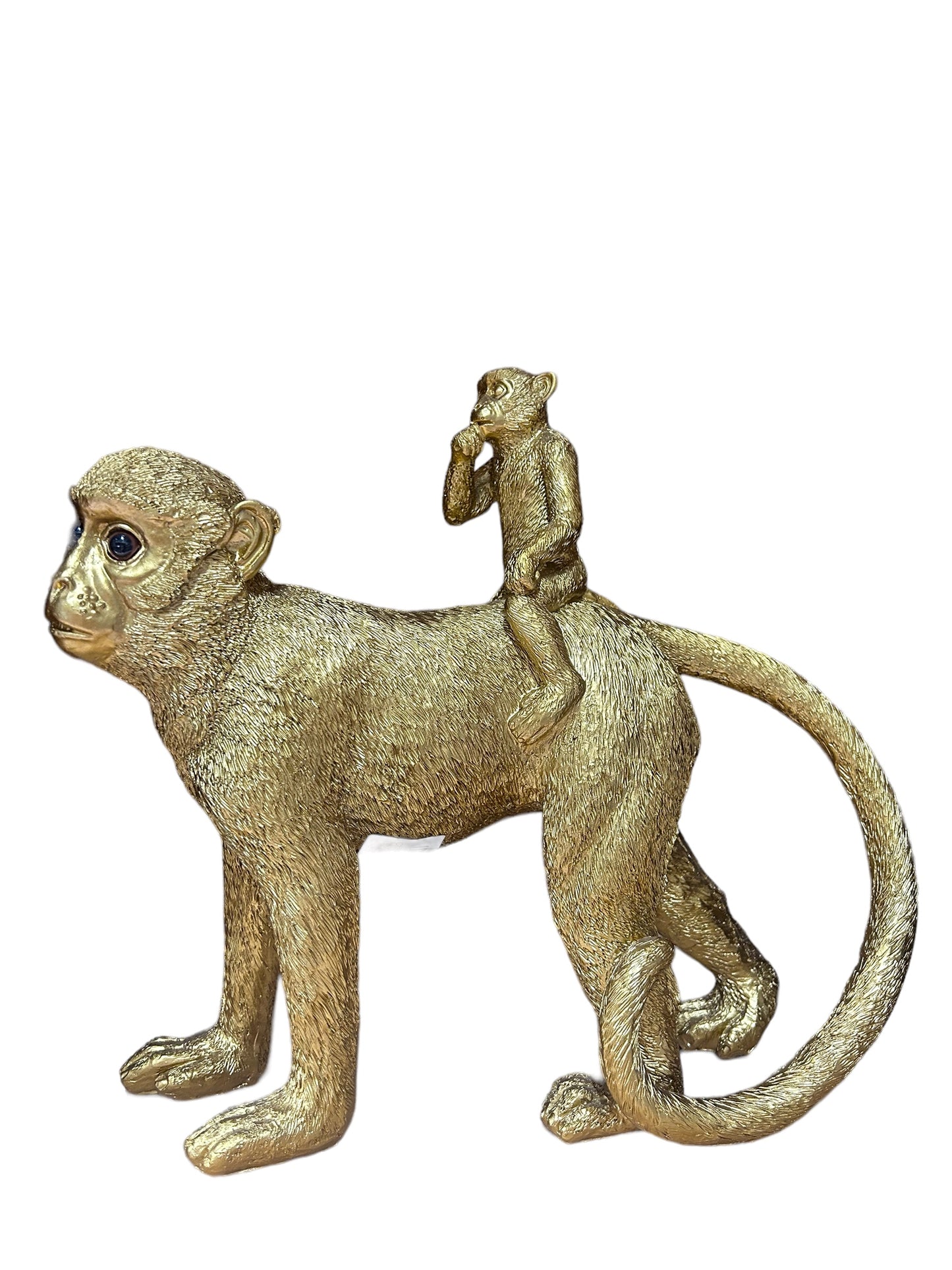 Gouden Apenbeeld met Baby – 30 cm