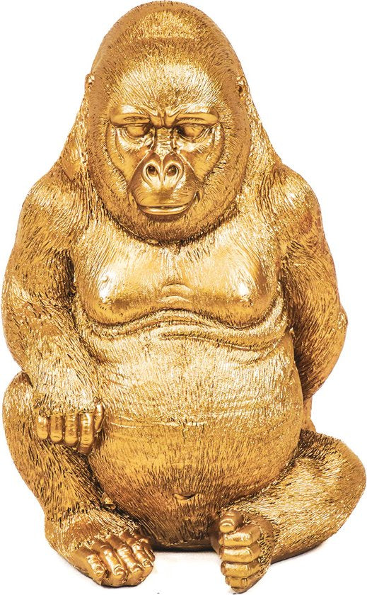 Gouden gorilla beeld zittend – Housevitamin – Jungle decoratie Krokomingo