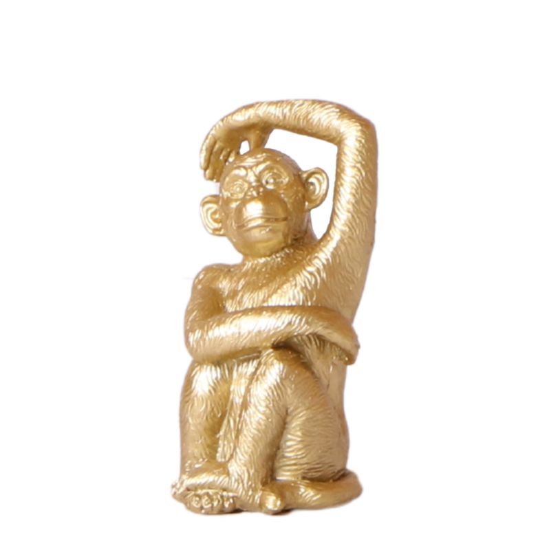 Gouden beeldje aapje arm boven hoofd – decoratie Krokomingo