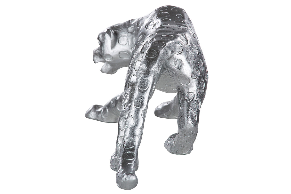 Silberne Gepardenstatue | Luxuriöse Tierdekoration als Blickfang