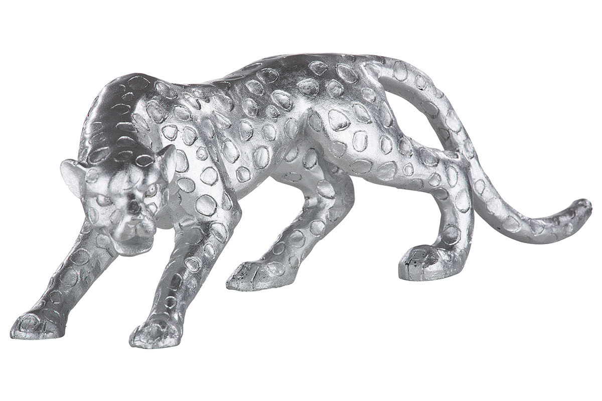 Silberne Gepardenstatue | Luxuriöse Tierdekoration als Blickfang