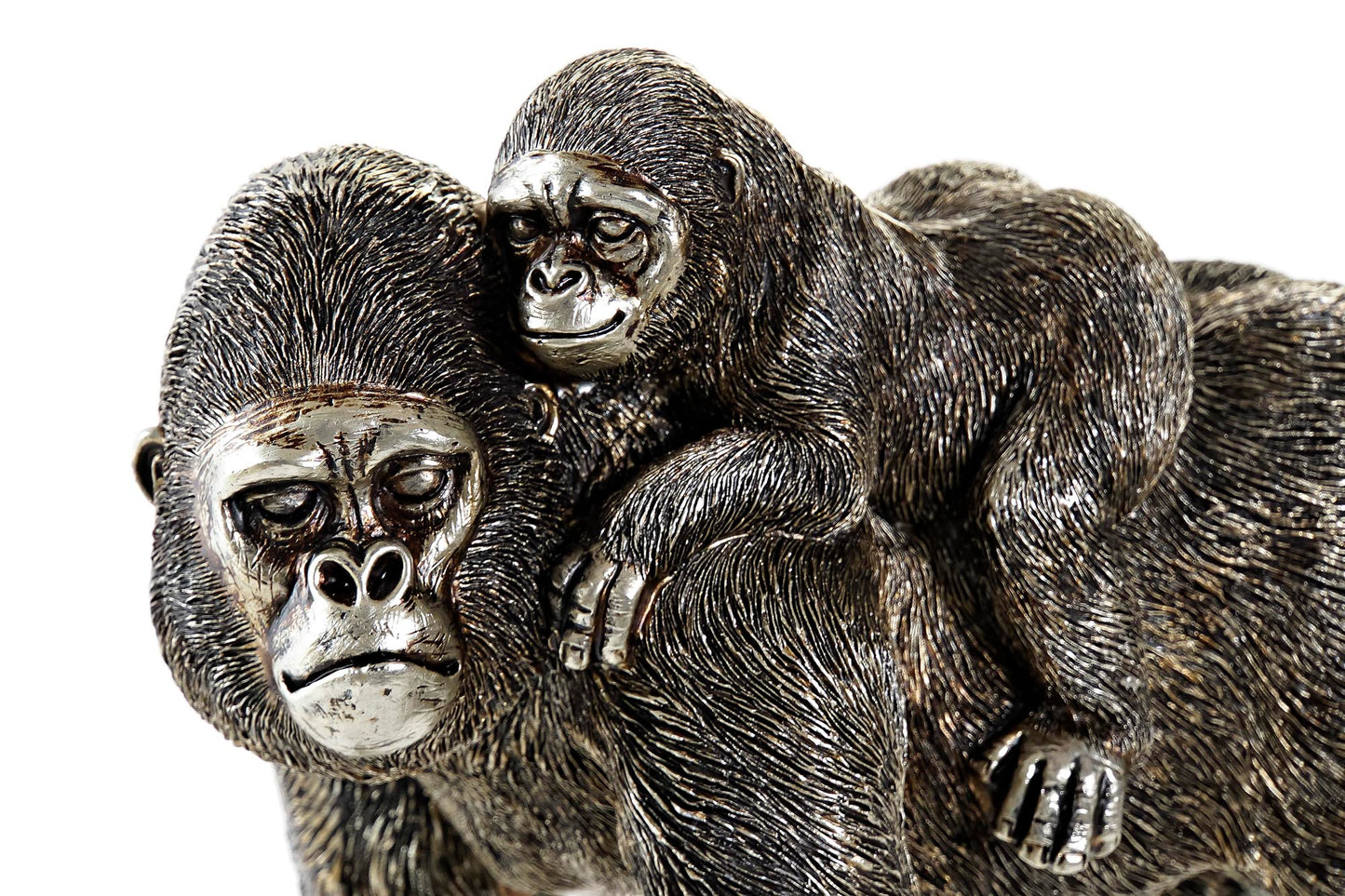 Beeld Gorilla met Baby – Goud of Zwartzilver