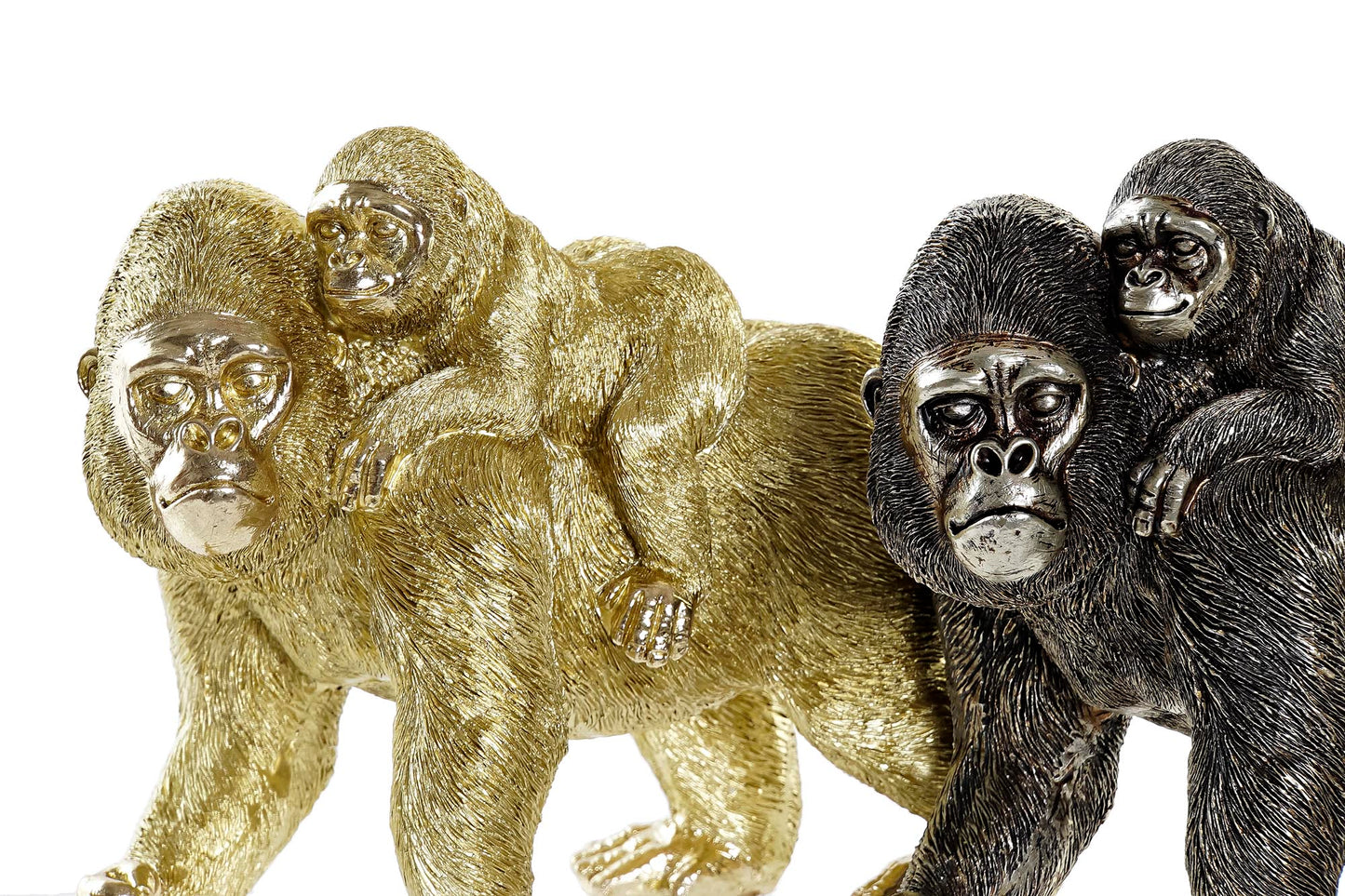 Beeld Gorilla met Baby – Goud of Zwartzilver