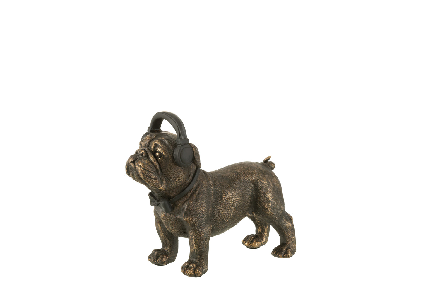 Bulldog Beats Beeld – Bronzen Bulldog met Koptelefoon