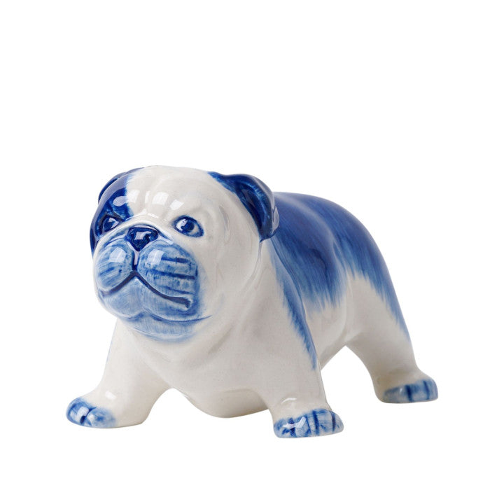 Delfter Blaue Französische Bulldoggenstatue – Keramik