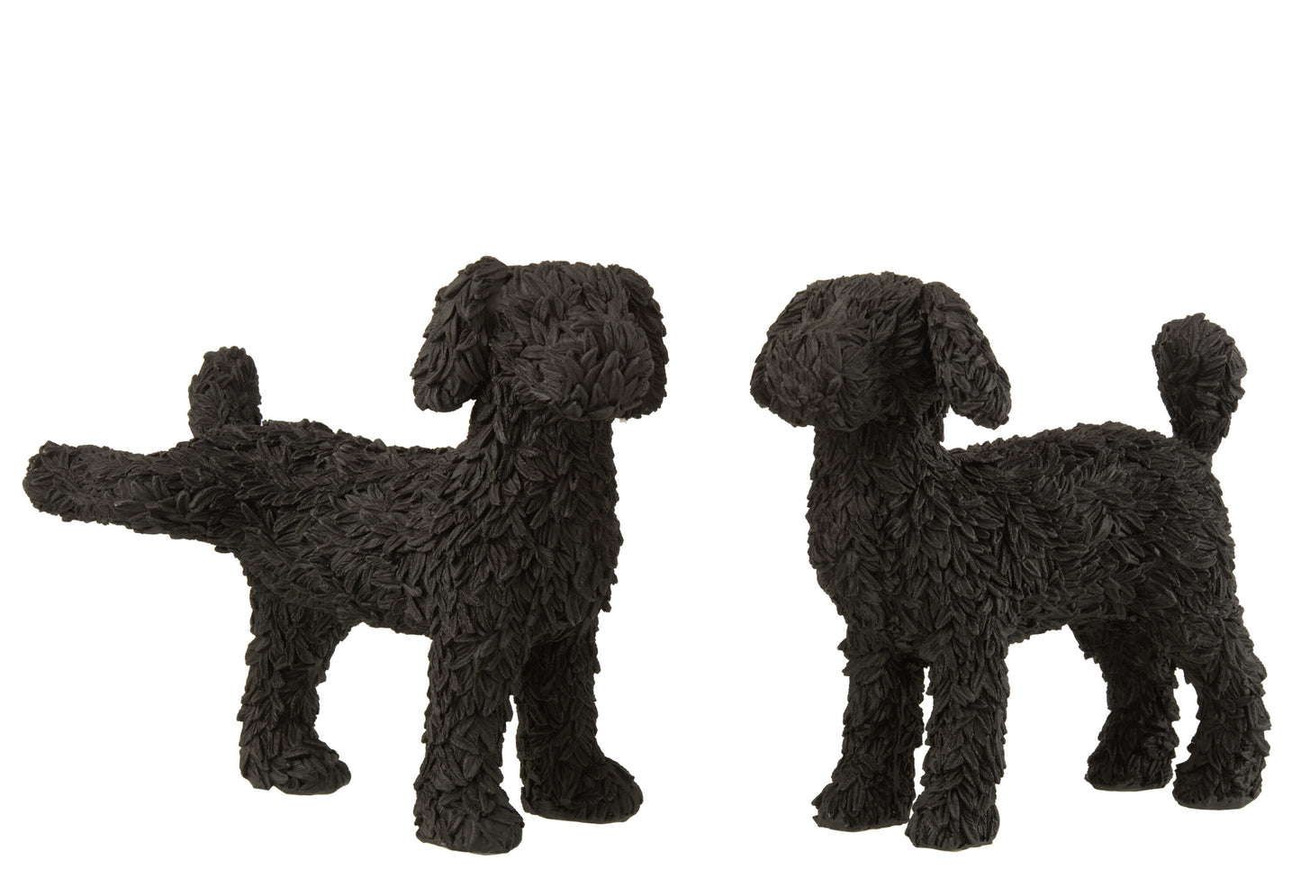 Zwart Labradoodle beeld van J-Line – decoratief hondenbeeld met realistische textuur
