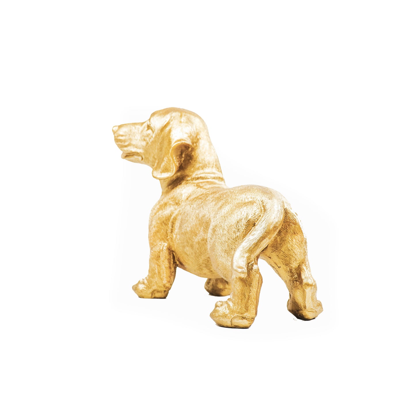 Golden Dachshund Statue – 31 × 14 × 23 cm – Playful & Luxurious