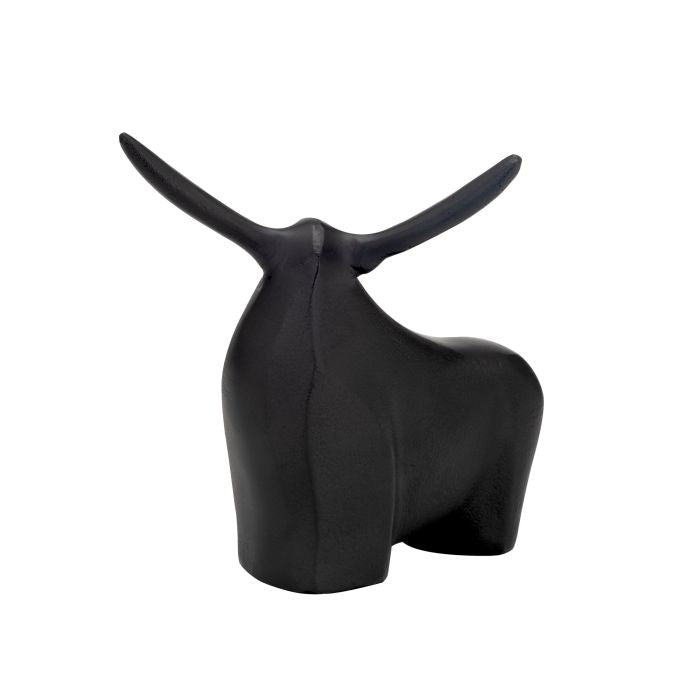 Schwarze Highlander-Statue – Minimalistisches Aluminiumdesign