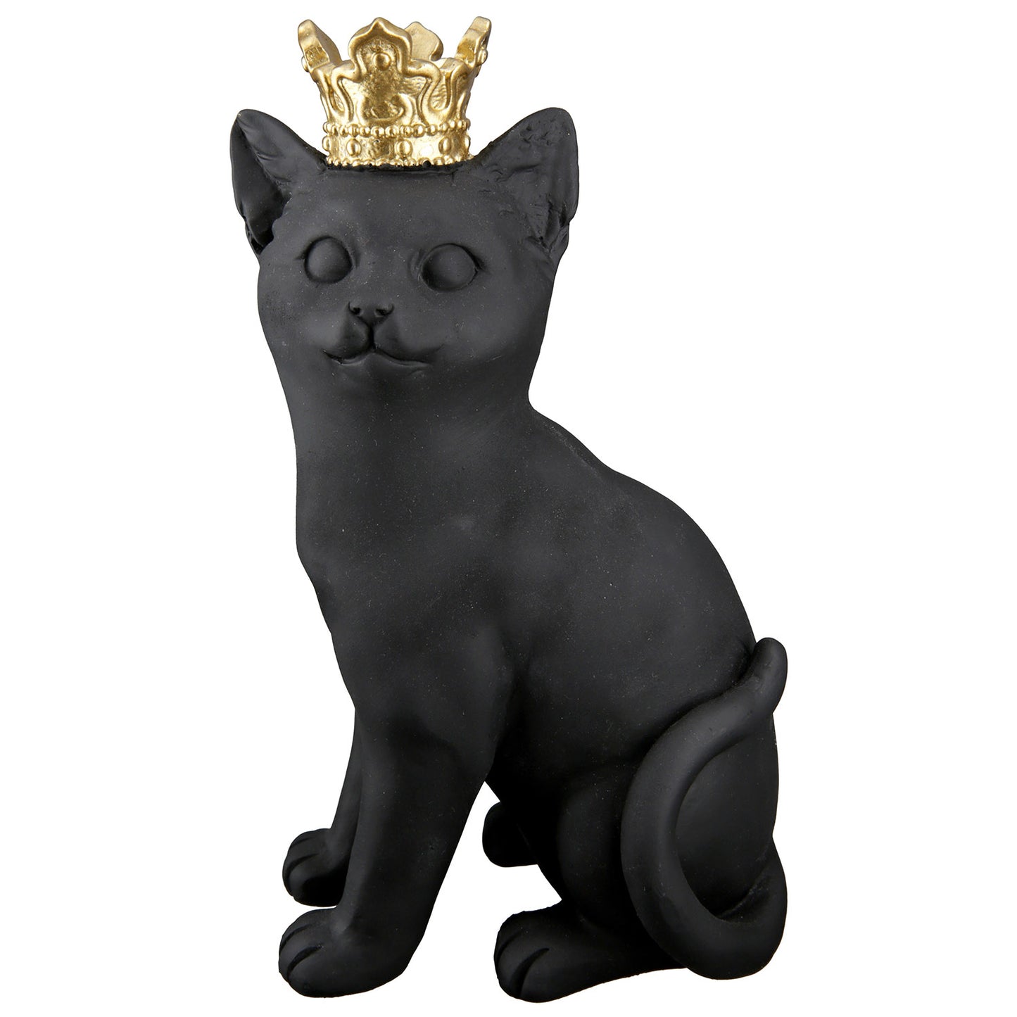 Katzenstatue mit goldener Krone – Schwarz oder Weiß