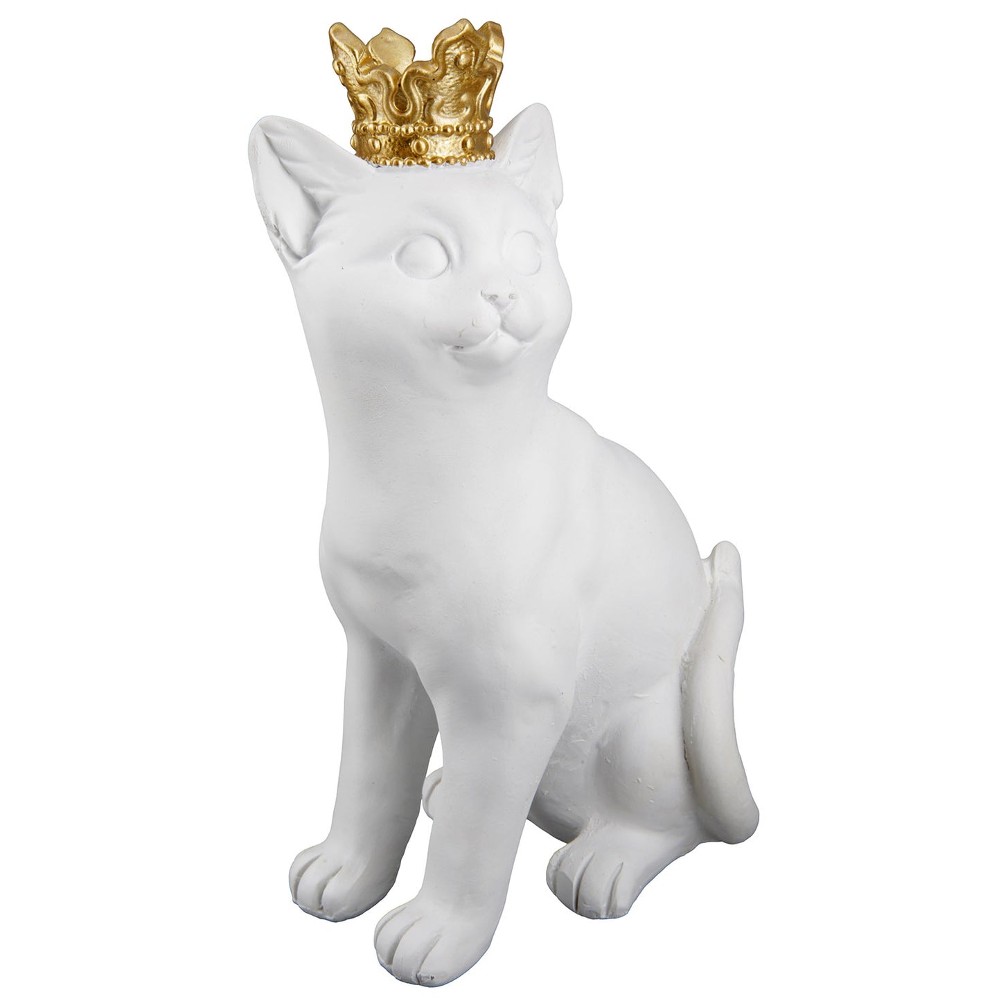 Katzenstatue mit goldener Krone – Schwarz oder Weiß