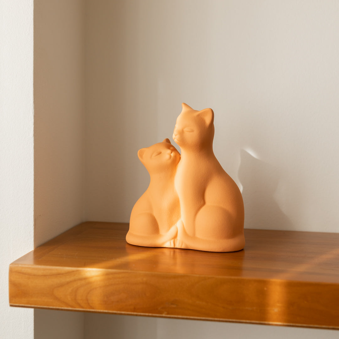 Statue von zwei Katzen – Keramik | 3 Farben