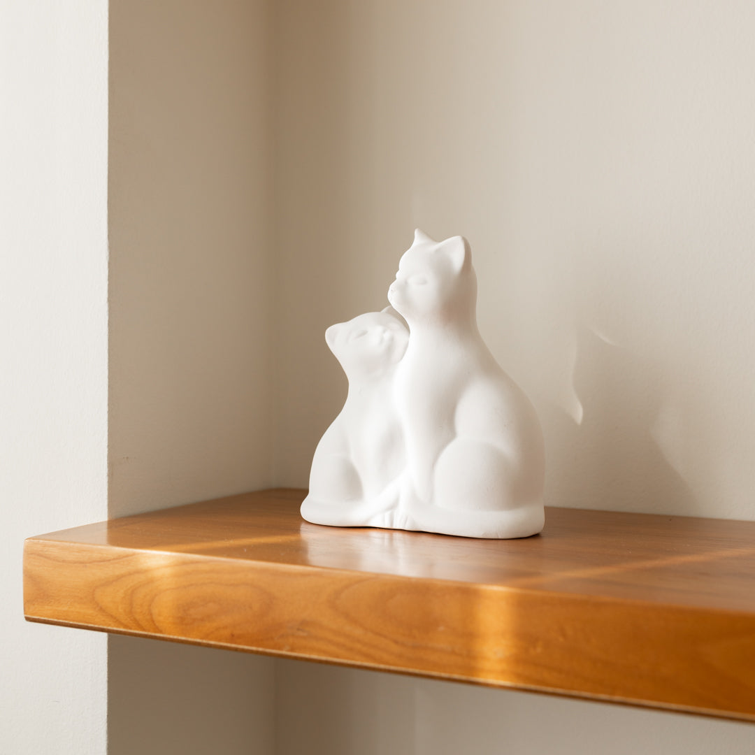 Statue von zwei Katzen – Keramik | 3 Farben