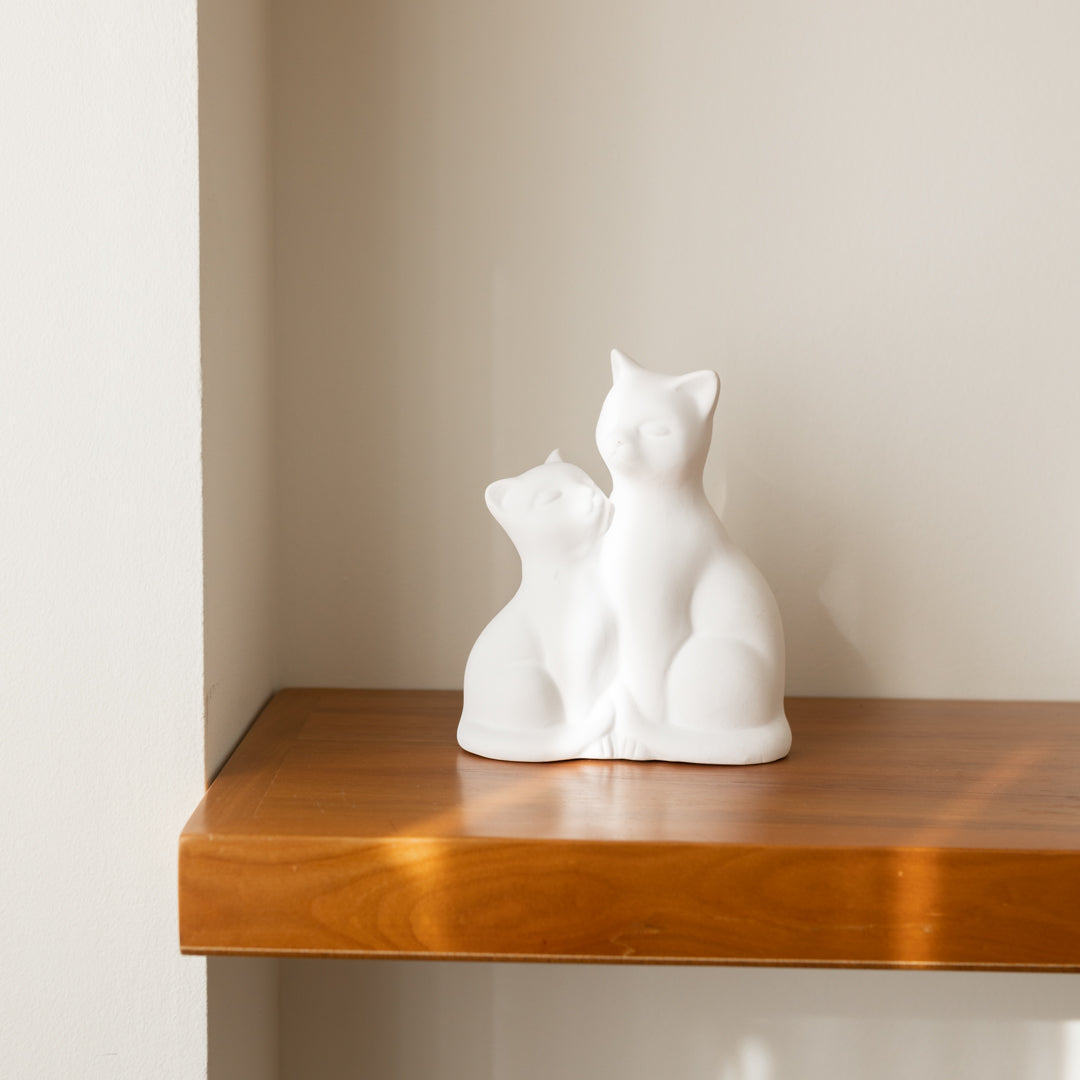 Statue von zwei Katzen – Keramik | 3 Farben