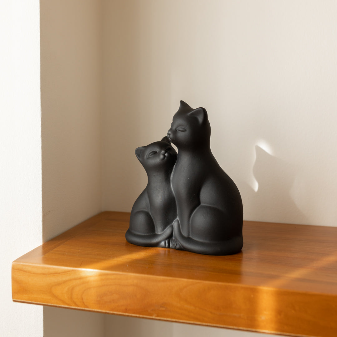 Statue von zwei Katzen – Keramik | 3 Farben