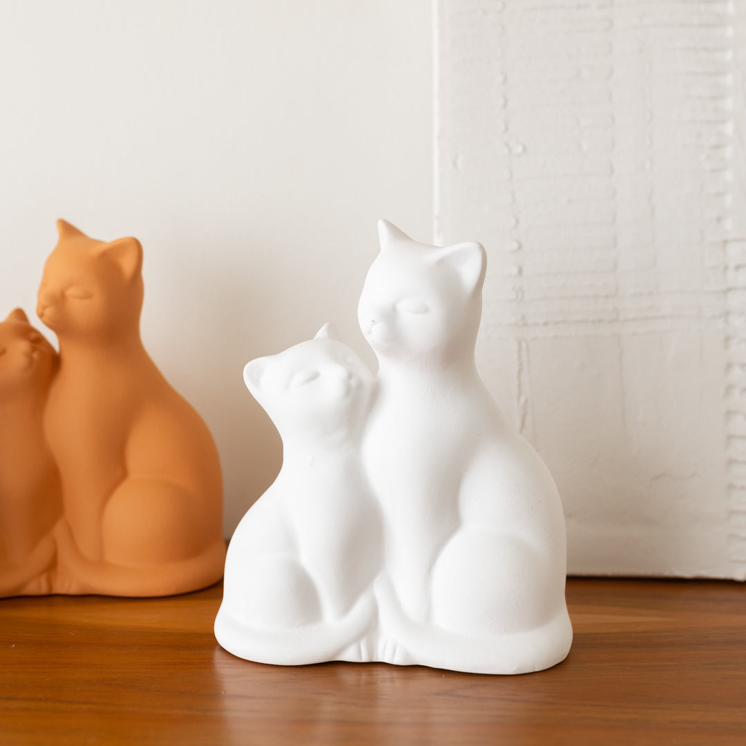 Statue von zwei Katzen – Keramik | 3 Farben