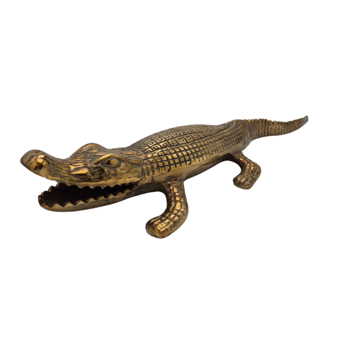 Antique Golden Crocodile Statue – Aluminum (63 cm)