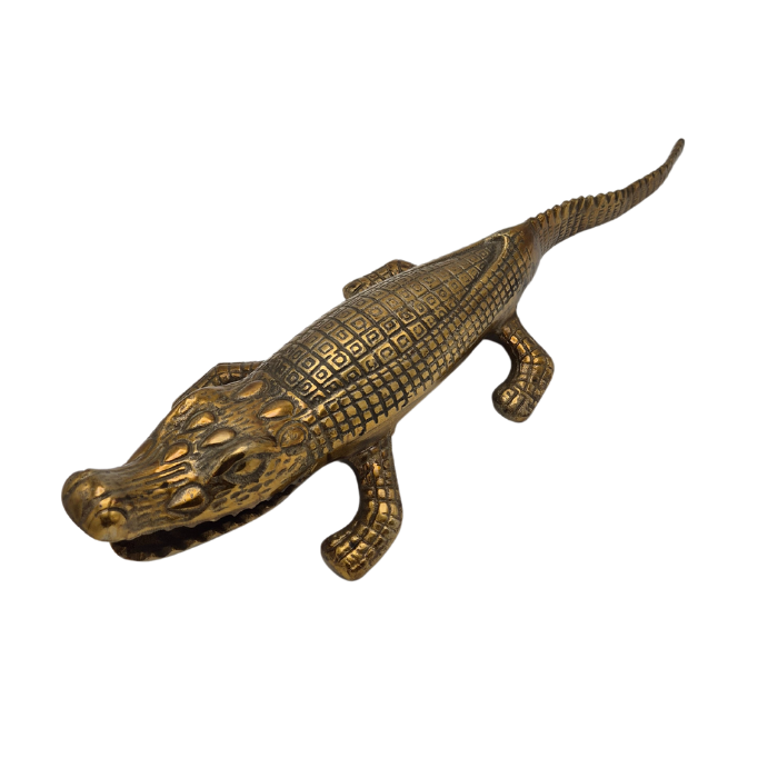 Antique Golden Crocodile Statue – Aluminum (63 cm)