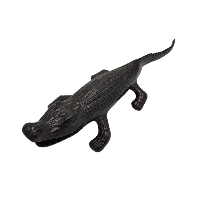 Crocodile Statue Antique Black – Aluminum 63 cm