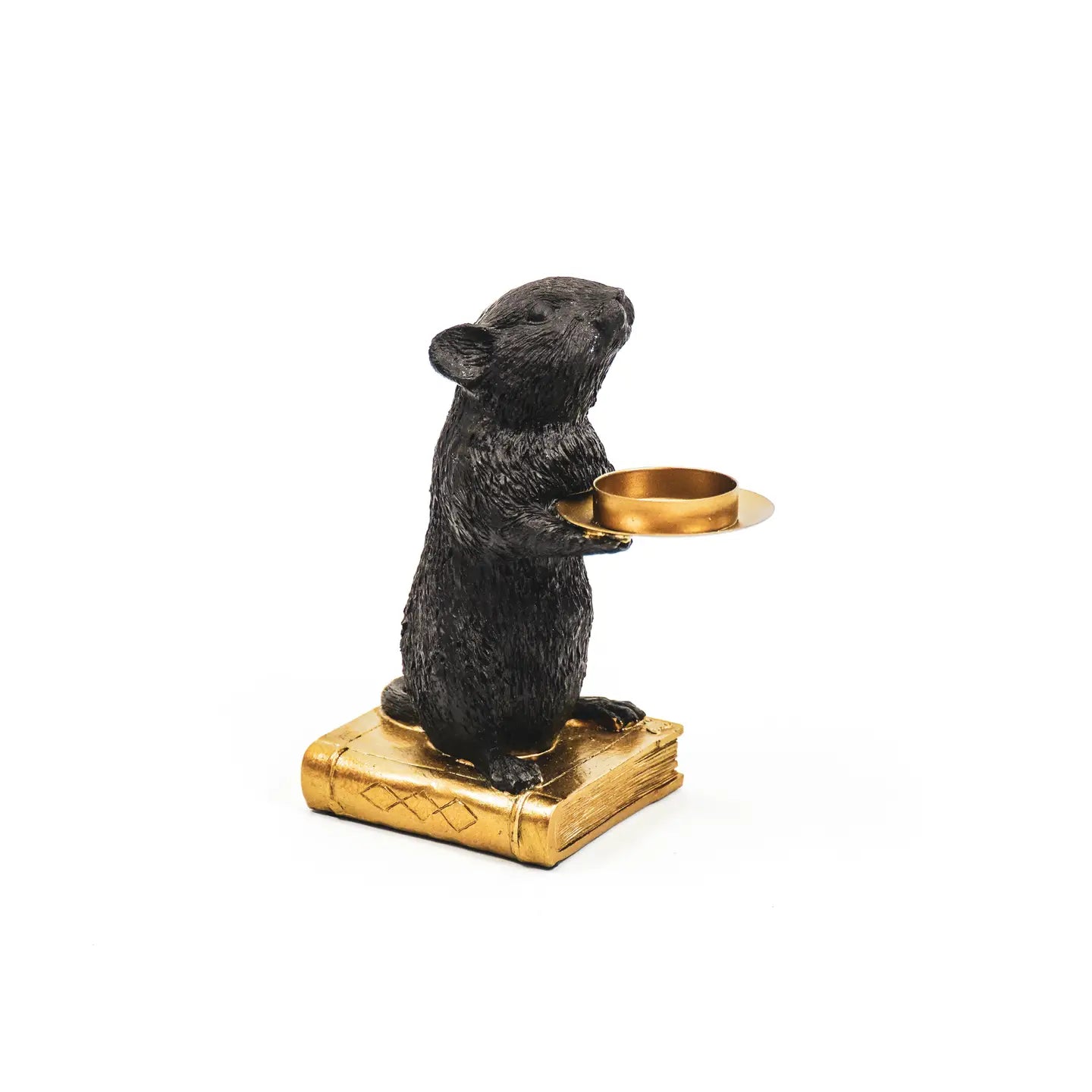 Muis Kandelaar Zwart & Goud – Luxe Dierensculptuur