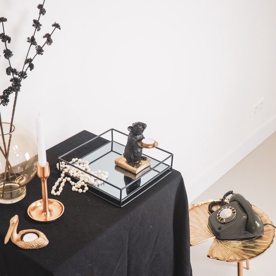 Muis Kandelaar Zwart & Goud – Luxe Dierensculptuur