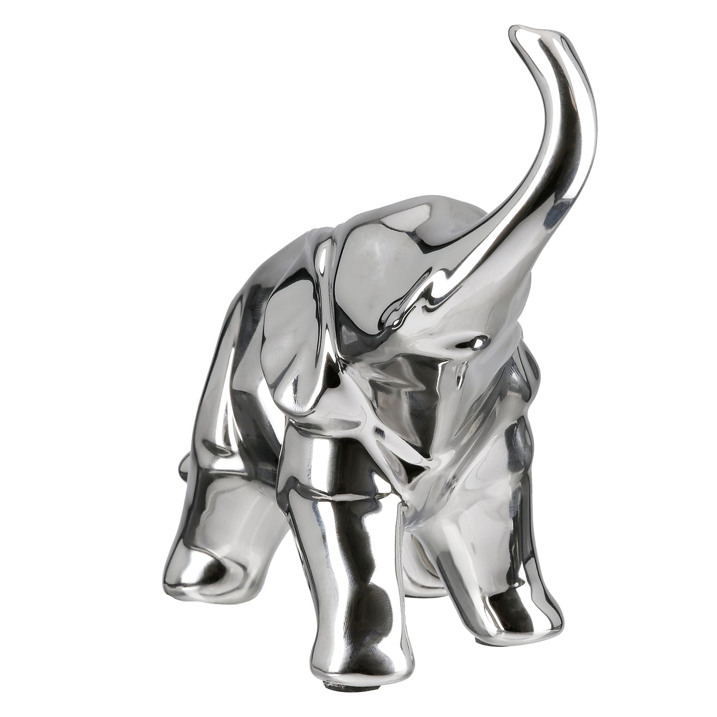 Silberne Elefantenstatue aus Keramik – Glänzend