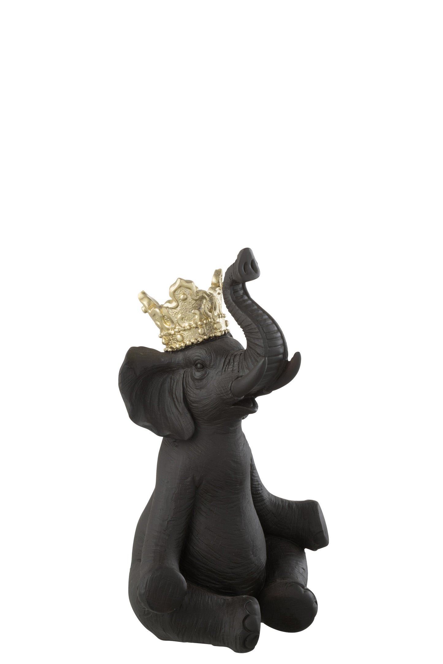 Black Elephant Statue with Golden Crown – 2 Sizes