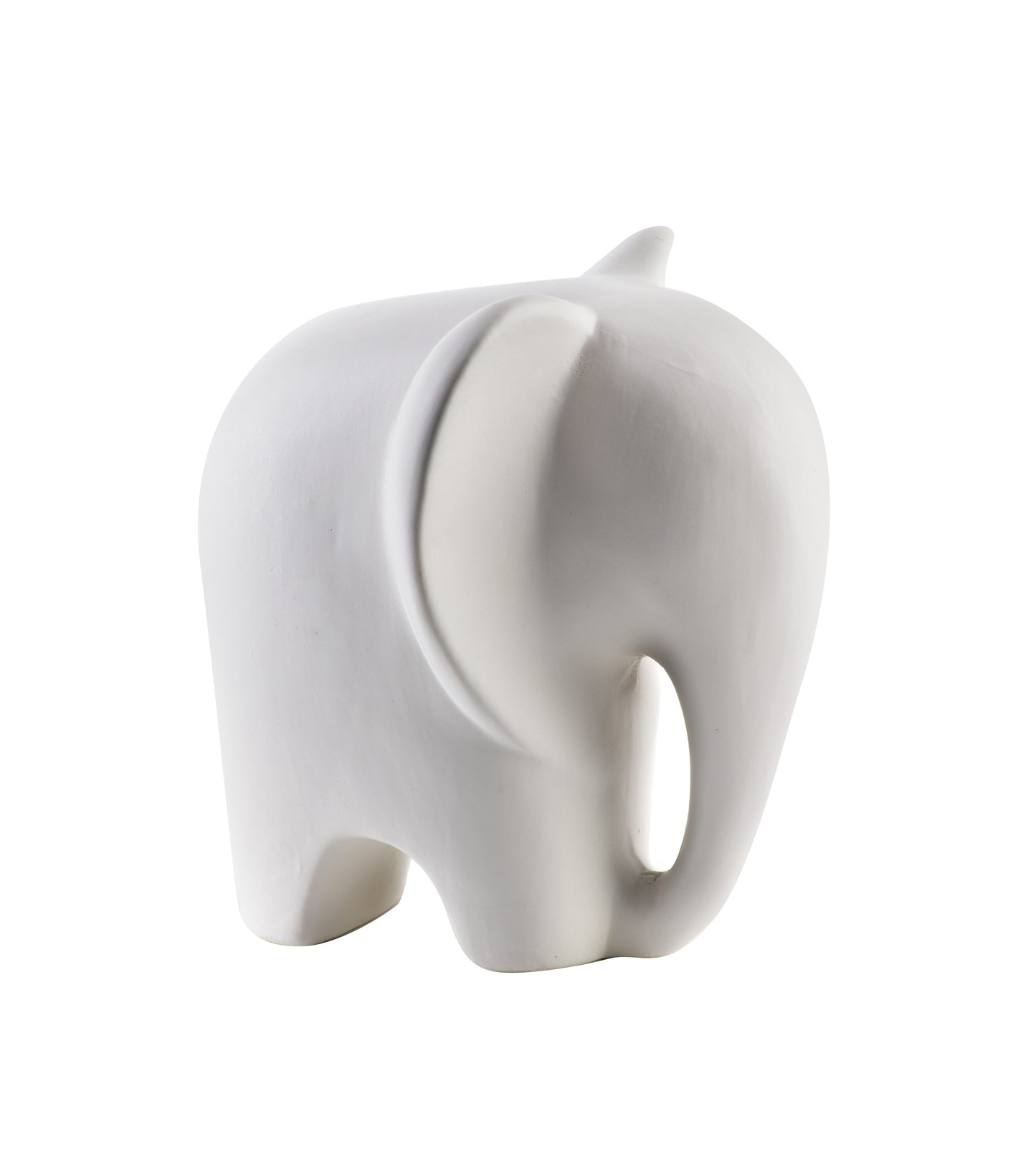 Wit keramieken olifantenbeeld met slurf omlaag – Mondex Mia White Collectie