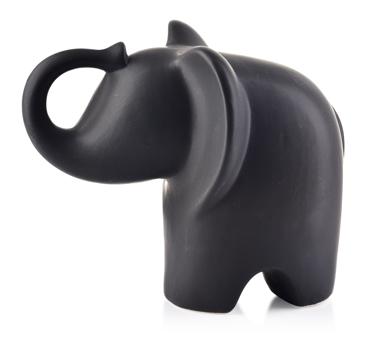 Zwart keramieken olifantenbeeld met slurf omhoog – Mondex Mia Black Collectie