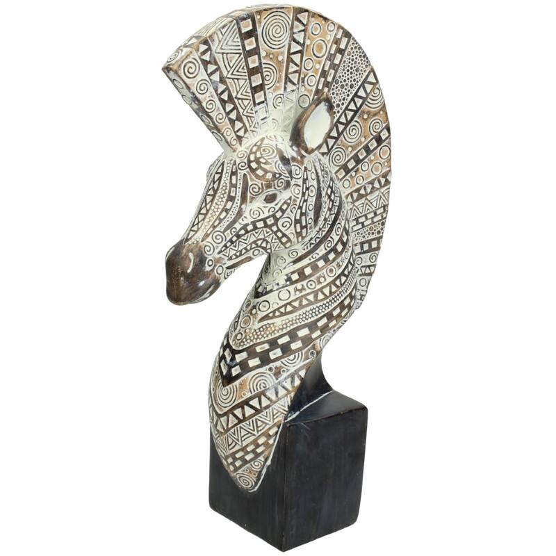 Zebra ornament met hanekam en geometrische patronen – Afrikaanse stijl decoratie