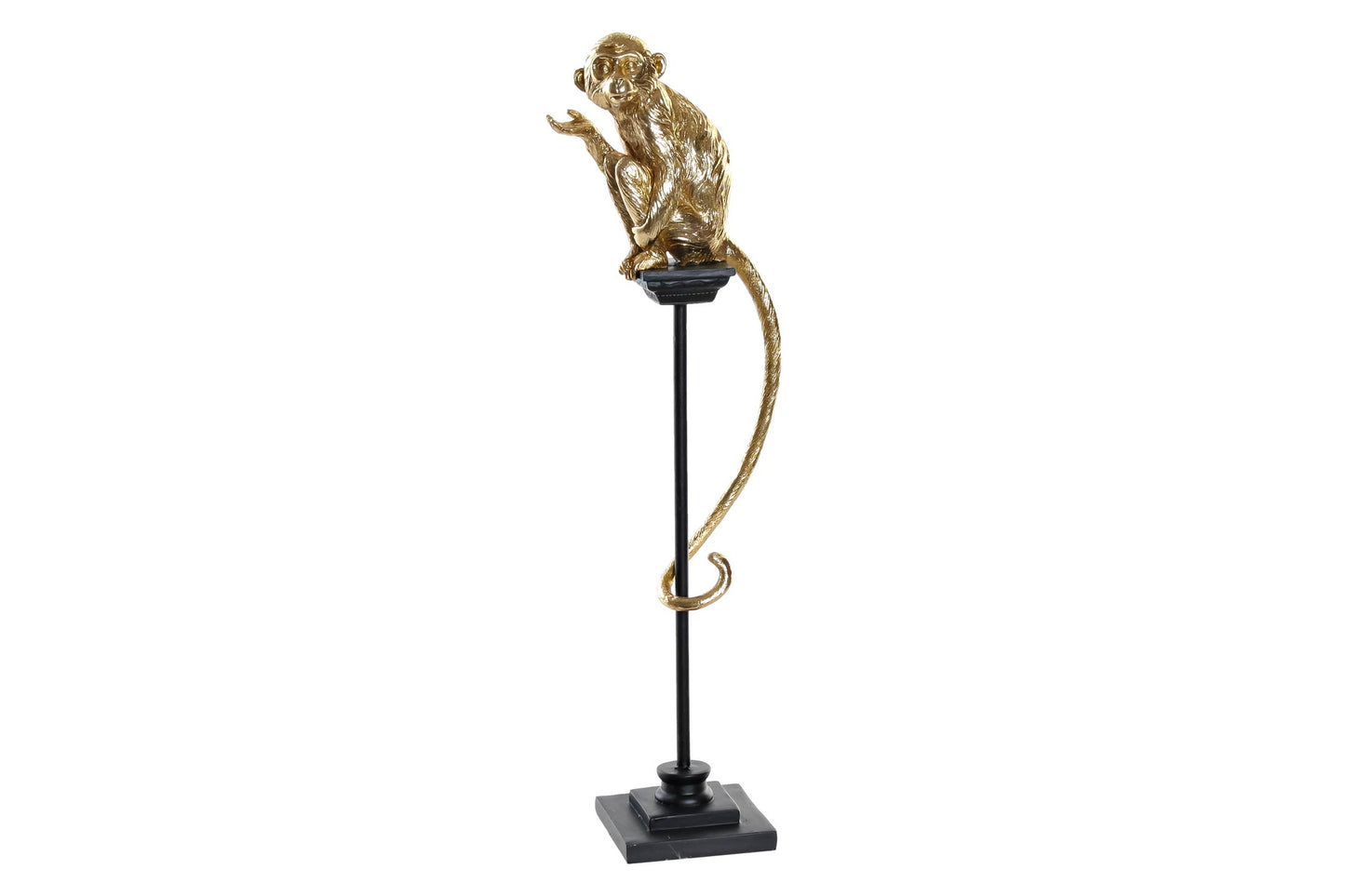 Gouden aap op metalen pilaar – decoratief beeld Krokomingo
