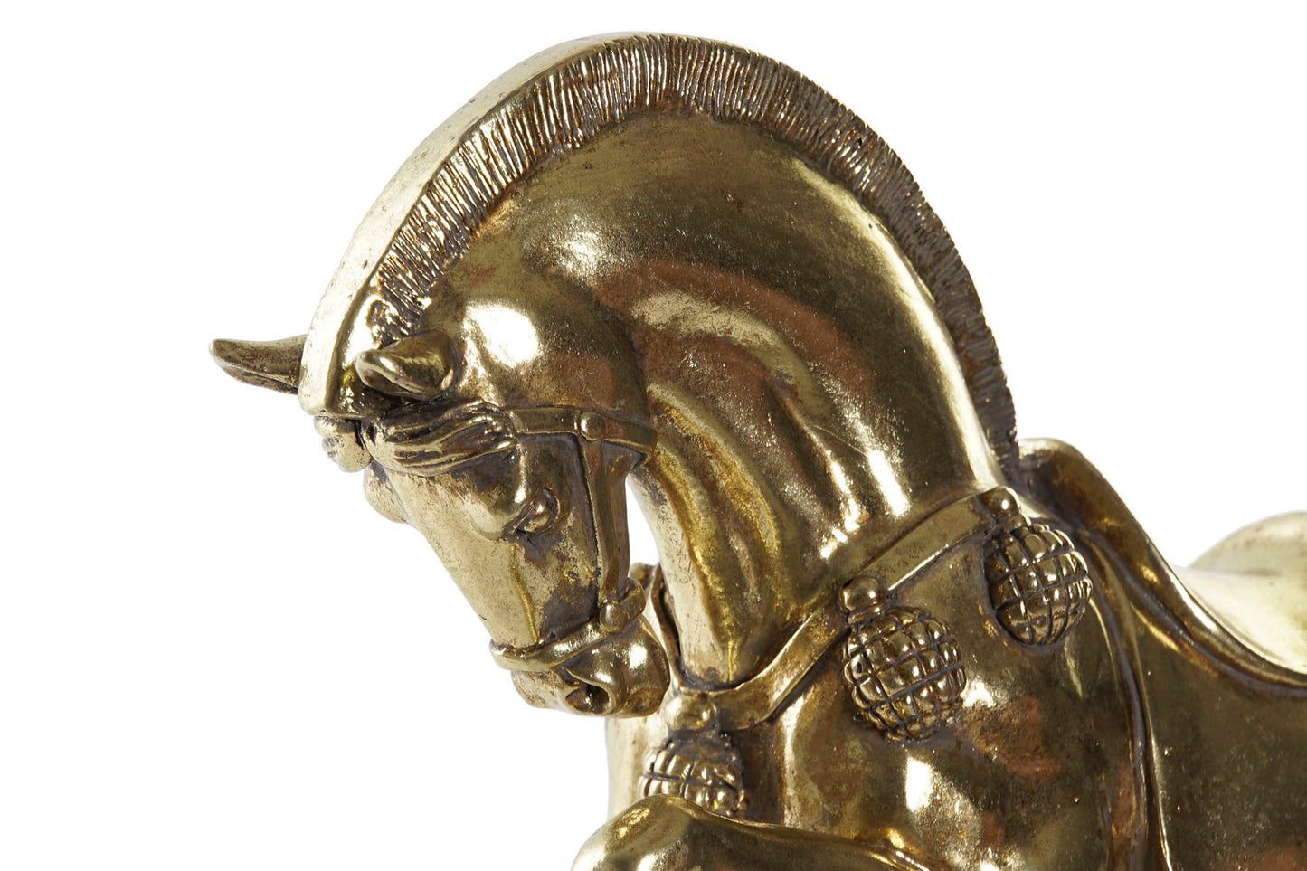 Goldene Pferdestatue – Auf schwarzem Fuß (29×25 cm)