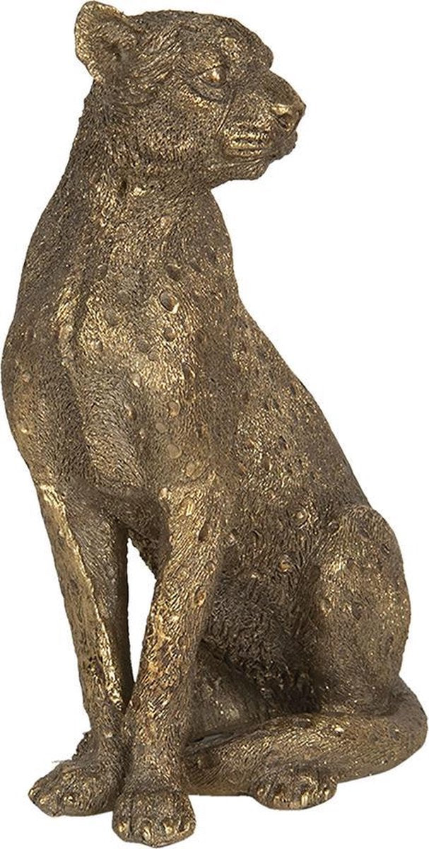 Gouden Panterbeeld – Elegant Luipaard van Polyresin